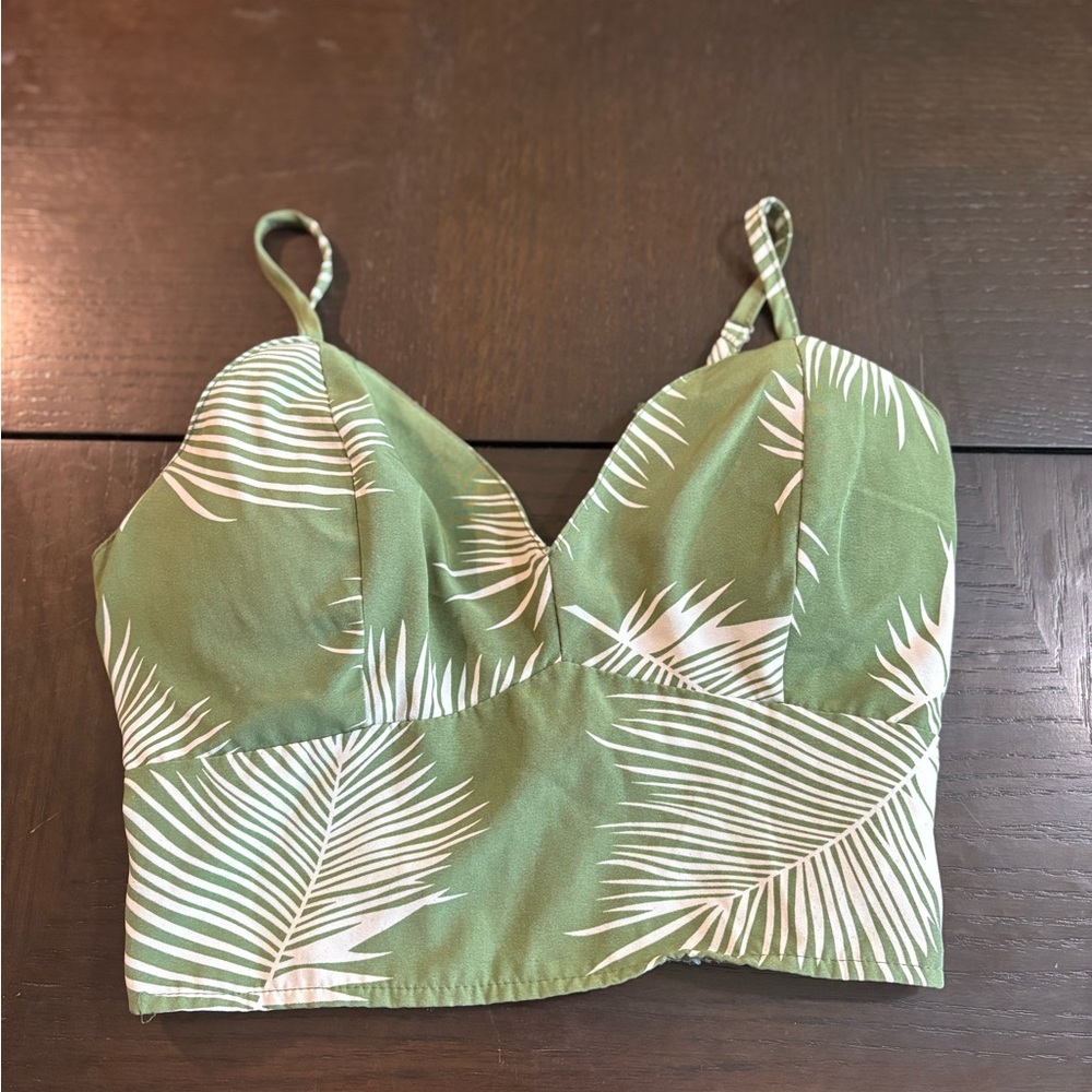 Green Palm Print Women's Top